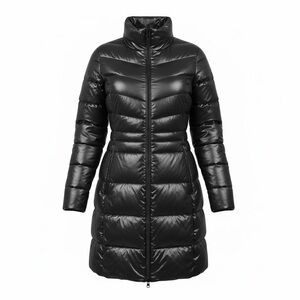 Coldwater Creek M Black Down Puffer Winter Coat Jacket Long Packable Outerwear